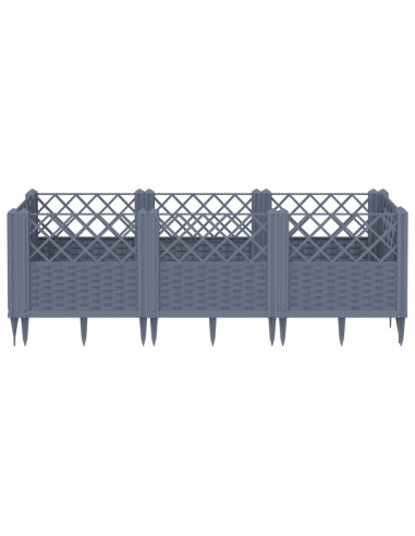 Fioriera da Giardino con Picchetti Grigia 123,5x43,5x43,5 cm PP