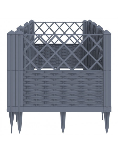 Fioriera da Giardino con Picchetti Grigia 123,5x43,5x43,5 cm PP