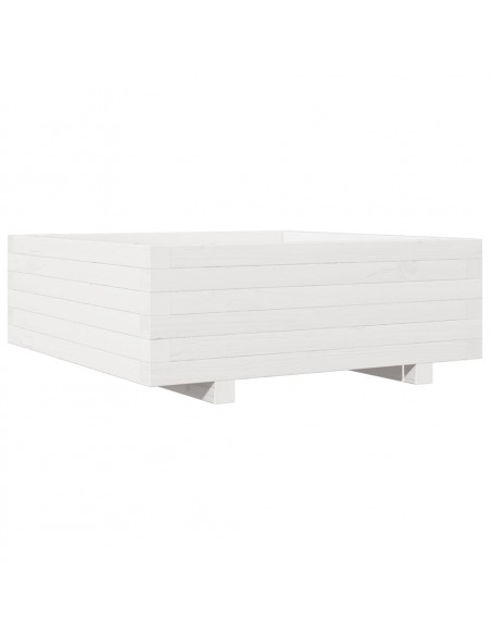 Fioriera da Giardino Bianca 70x70x26,5cm Legno Massello di Pino