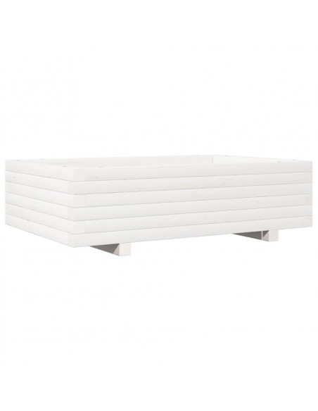 Fioriera da Giardino Bianca 90x60x26,5cm Legno Massello di Pino