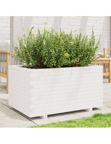 Fioriera da Giardino Bianca 90x60x49,5cm Legno Massello di Pino