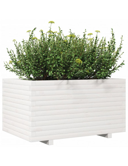 Fioriera da Giardino Bianca 90x60x49,5cm Legno Massello di Pino
