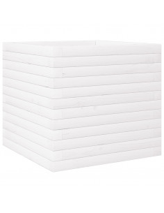 Fioriera da Giardino Bianca 50x50x46 cm Legno Massello di Pino 2