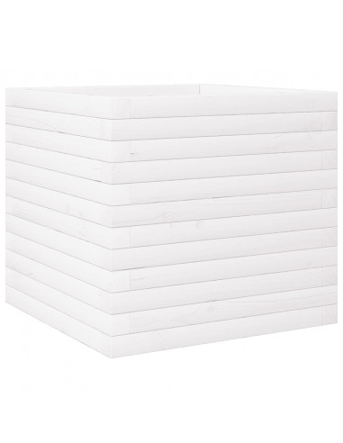 Fioriera da Giardino Bianca 50x50x46 cm Legno Massello di Pino
