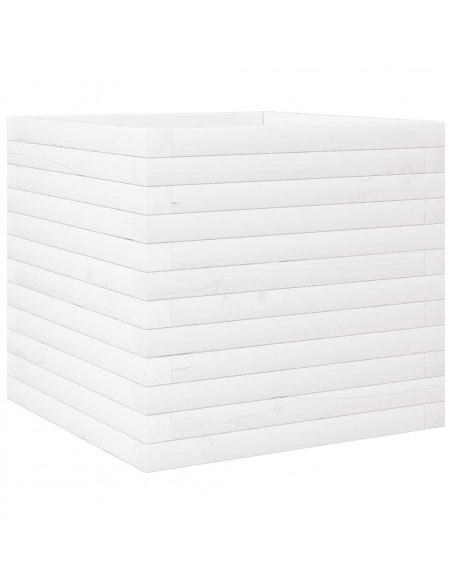 Fioriera da Giardino Bianca 50x50x46 cm Legno Massello di Pino