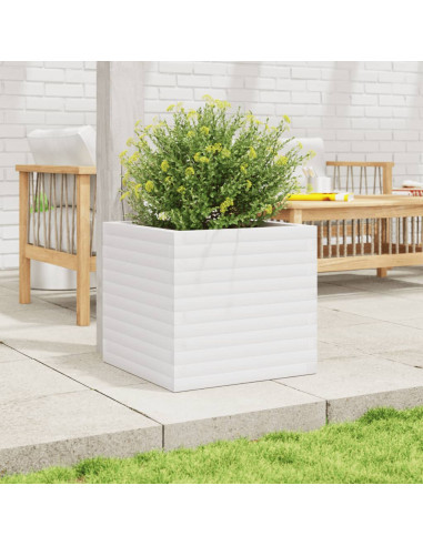 Fioriera da Giardino Bianca 50x50x46 cm Legno Massello di Pino