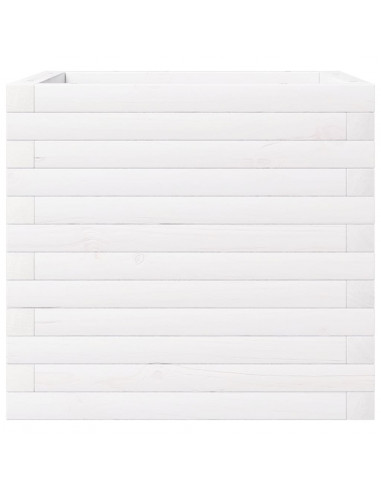 Fioriera da Giardino Bianca 50x50x46 cm Legno Massello di Pino