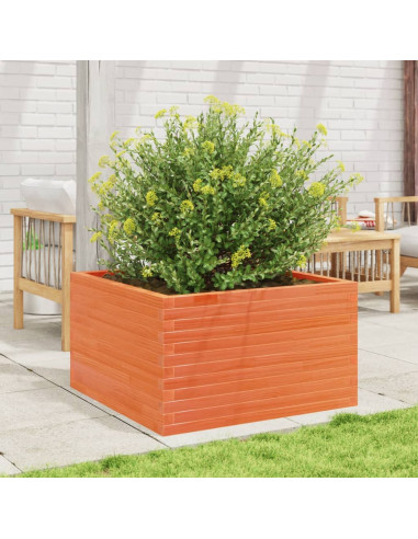 Fioriera Giardino Marrone Cera 80x80x45,5cm Legno Massello Pino