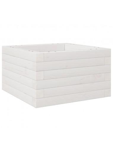 Fioriera da Giardino Bianca 40x40x23 cm Legno Massello di Pino