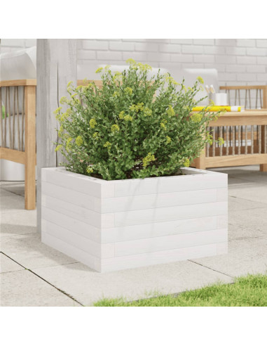 Fioriera da Giardino Bianca 40x40x23 cm Legno Massello di Pino