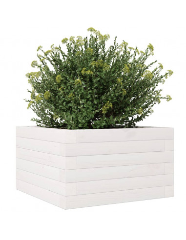 Fioriera da Giardino Bianca 40x40x23 cm Legno Massello di Pino