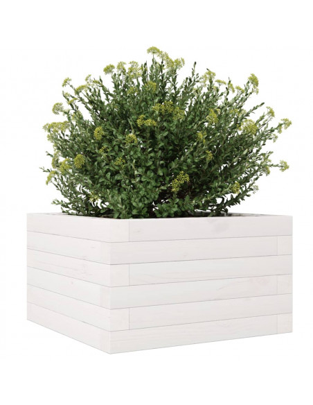 Fioriera da Giardino Bianca 40x40x23 cm Legno Massello di Pino