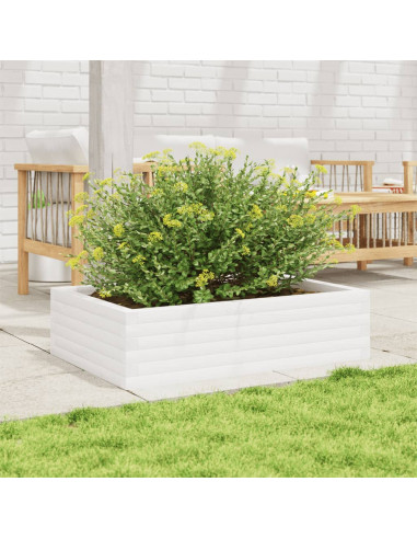 Fioriera da Giardino Bianca 90x60x23 cm Legno Massello di Pino