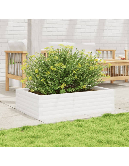 Fioriera da Giardino Bianca 90x60x23 cm Legno Massello di Pino