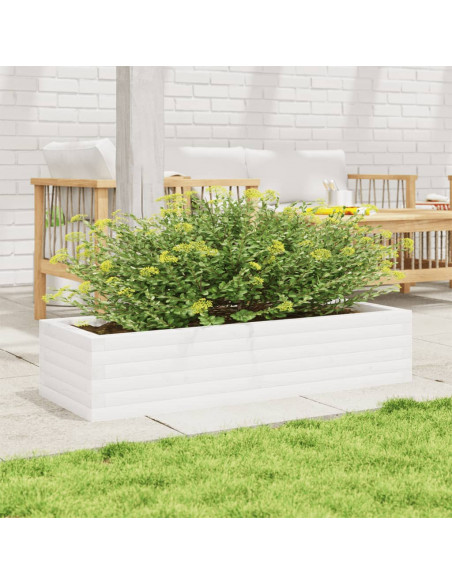 Fioriera da Giardino Bianca 110x40x23 cm Legno Massello di Pino
