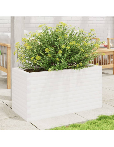 Fioriera da Giardino Bianca 90x40x45,5cm Legno Massello di Pino