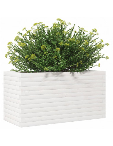 Fioriera da Giardino Bianca 90x40x45,5cm Legno Massello di Pino