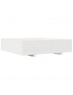 Fioriera da Giardino Bianca 100x100x26,5cm Legno Massello Pino 2