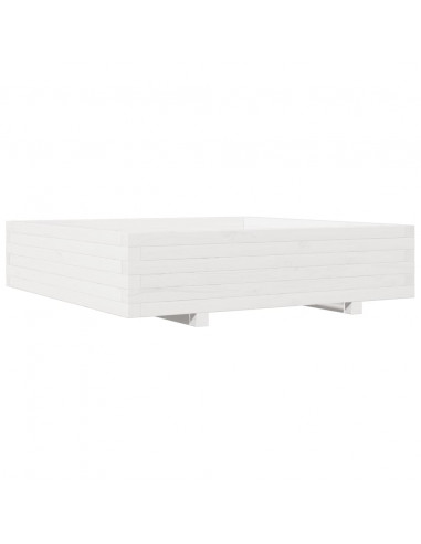 Fioriera da Giardino Bianca 100x100x26,5cm Legno Massello Pino