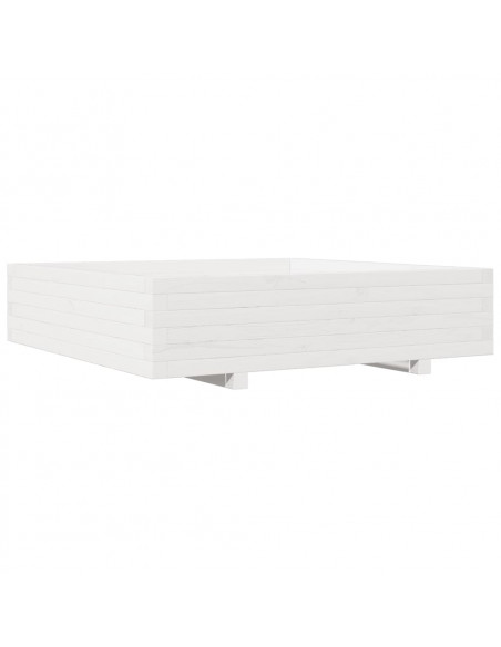 Fioriera da Giardino Bianca 100x100x26,5cm Legno Massello Pino