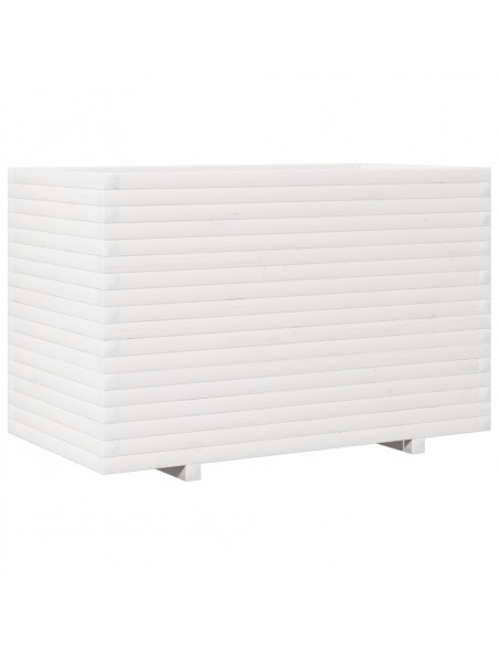 Fioriera da Giardino Bianca 110x60x72 cm Legno Massello di Pino