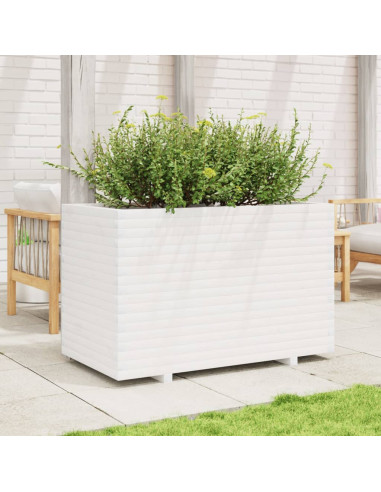 Fioriera da Giardino Bianca 110x60x72 cm Legno Massello di Pino