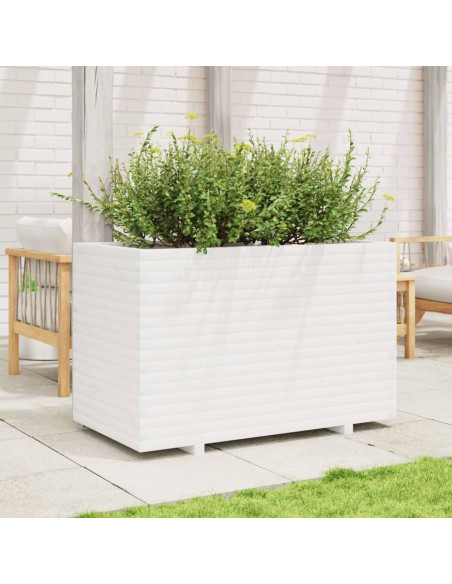 Fioriera da Giardino Bianca 110x60x72 cm Legno Massello di Pino