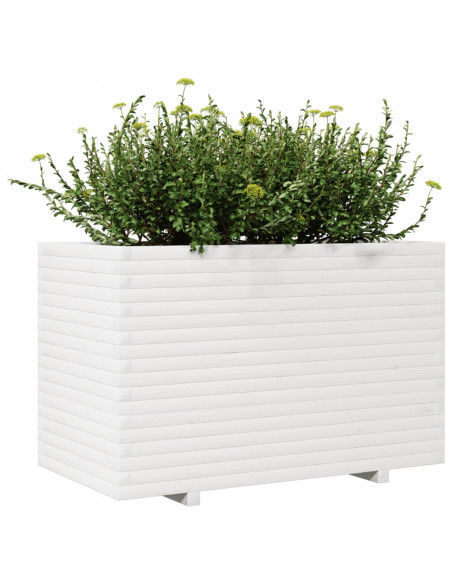 Fioriera da Giardino Bianca 110x60x72 cm Legno Massello di Pino