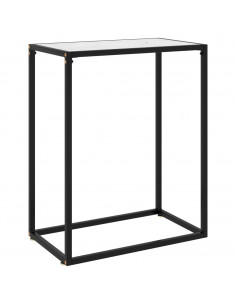 Tavolo Consolle Bianco 60x35x75 cm in Vetro Temperato 2