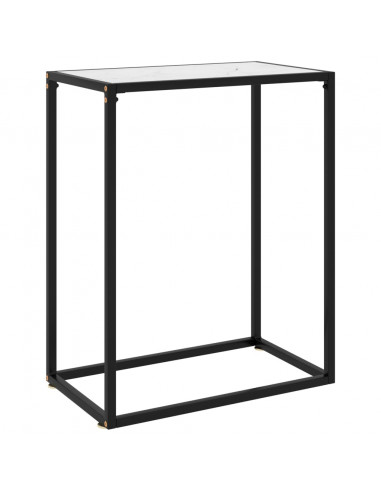 Tavolo Consolle Bianco 60x35x75 cm in Vetro Temperato