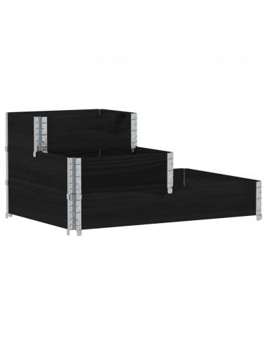 Fioriera Rialzata a 3 Livelli Nera 120x80 cm Legno di Pino