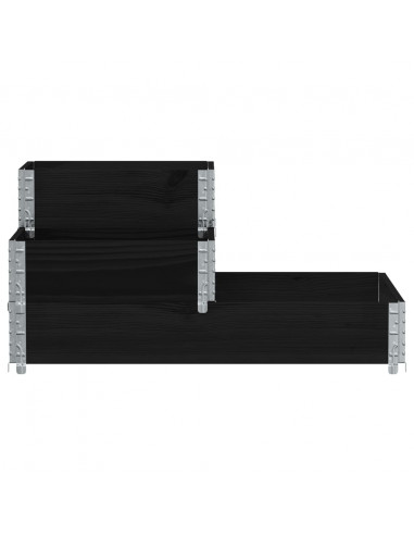 Fioriera Rialzata a 3 Livelli Nera 120x80 cm Legno di Pino