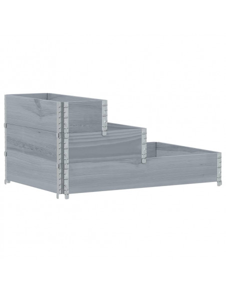 Fioriera Rialzata a 3 Livelli Grigia 120x80 cm Legno di Pino