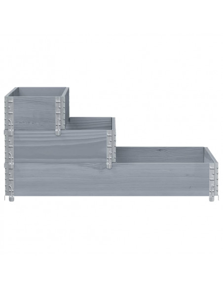 Fioriera Rialzata a 3 Livelli Grigia 120x80 cm Legno di Pino