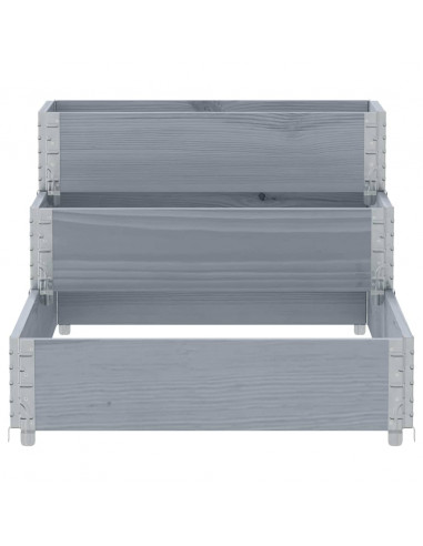 Fioriera Rialzata a 3 Livelli Grigia 120x80 cm Legno di Pino