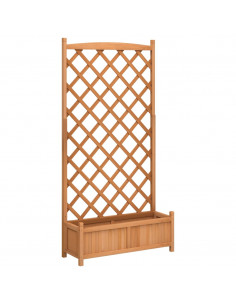 Fioriera con Traliccio Marrone in Legno Massello di Abete 2