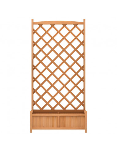 Fioriera con Traliccio Marrone in Legno Massello di Abete