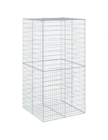 Cesto Gabbione con Copertura 100x100x200 cm in Ferro Zincato