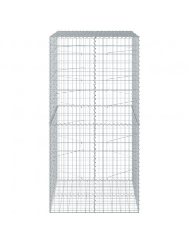 Cesto Gabbione con Copertura 100x100x200 cm in Ferro Zincato