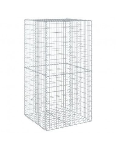 Cesto Gabbione con Copertura 100x100x200 cm in Ferro Zincato