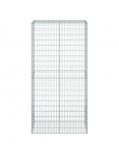 Cesto Gabbione con Copertura 100x50x200 cm in Ferro Zincato