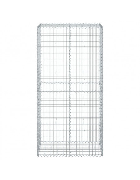Cesto Gabbione con Copertura 100x50x200 cm in Ferro Zincato