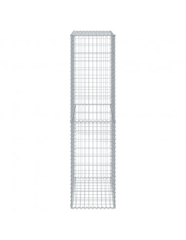 Cesto Gabbione con Copertura 100x50x200 cm in Ferro Zincato