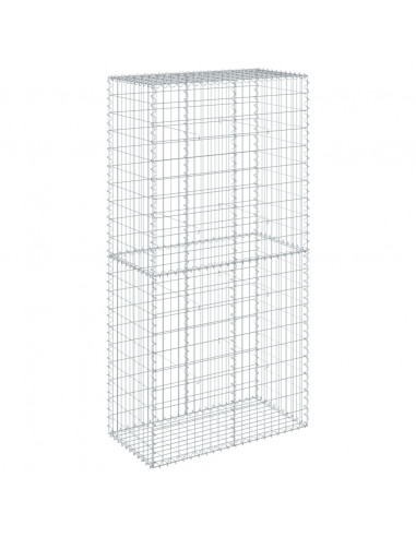 Cesto Gabbione con Copertura 100x50x200 cm in Ferro Zincato