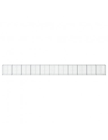 Cesto Gabbione con Copertura 1100x50x100 cm in Ferro Zincato