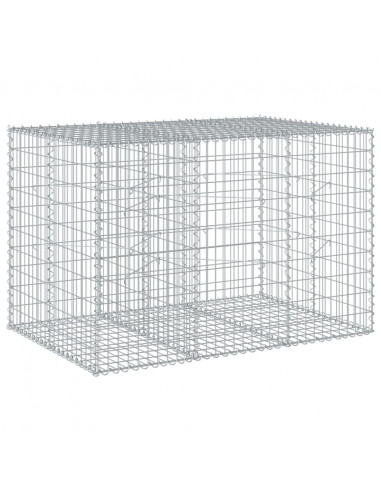 Cesto Gabbione con Copertura 150x100x100 cm in Ferro Zincato