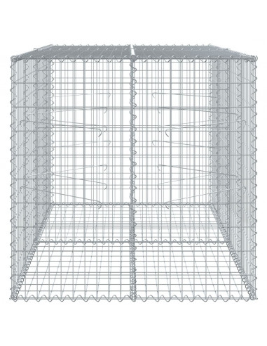 Cesto Gabbione con Copertura 200x100x100 cm in Ferro Zincato