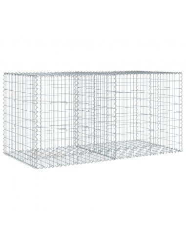 Cesto Gabbione con Copertura 200x100x100 cm in Ferro Zincato