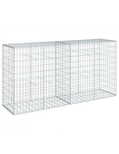 Cesto Gabbione con Copertura 200x50x100 cm in Ferro Zincato