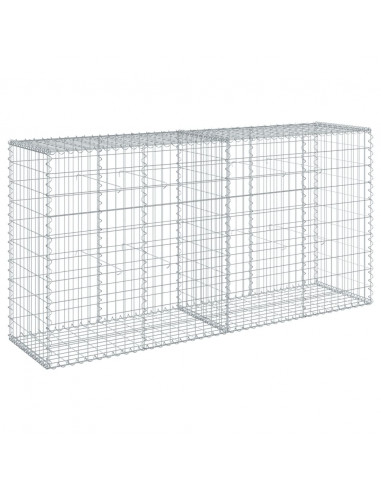 Cesto Gabbione con Copertura 200x50x100 cm in Ferro Zincato